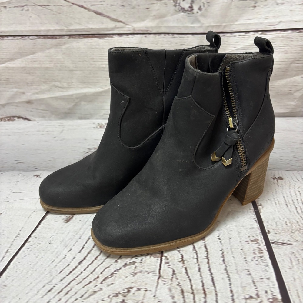 Dr. Scholls Rodeo Black Western Ankle Boots Block Heel Womens 8M Comfort EUC